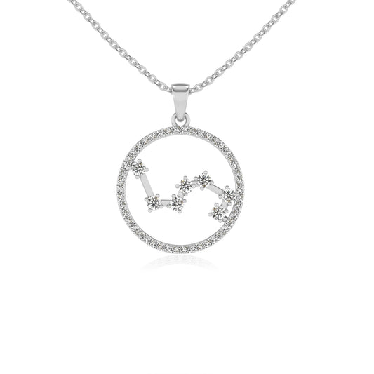 lab grown moissanite round necklaces in white gold 