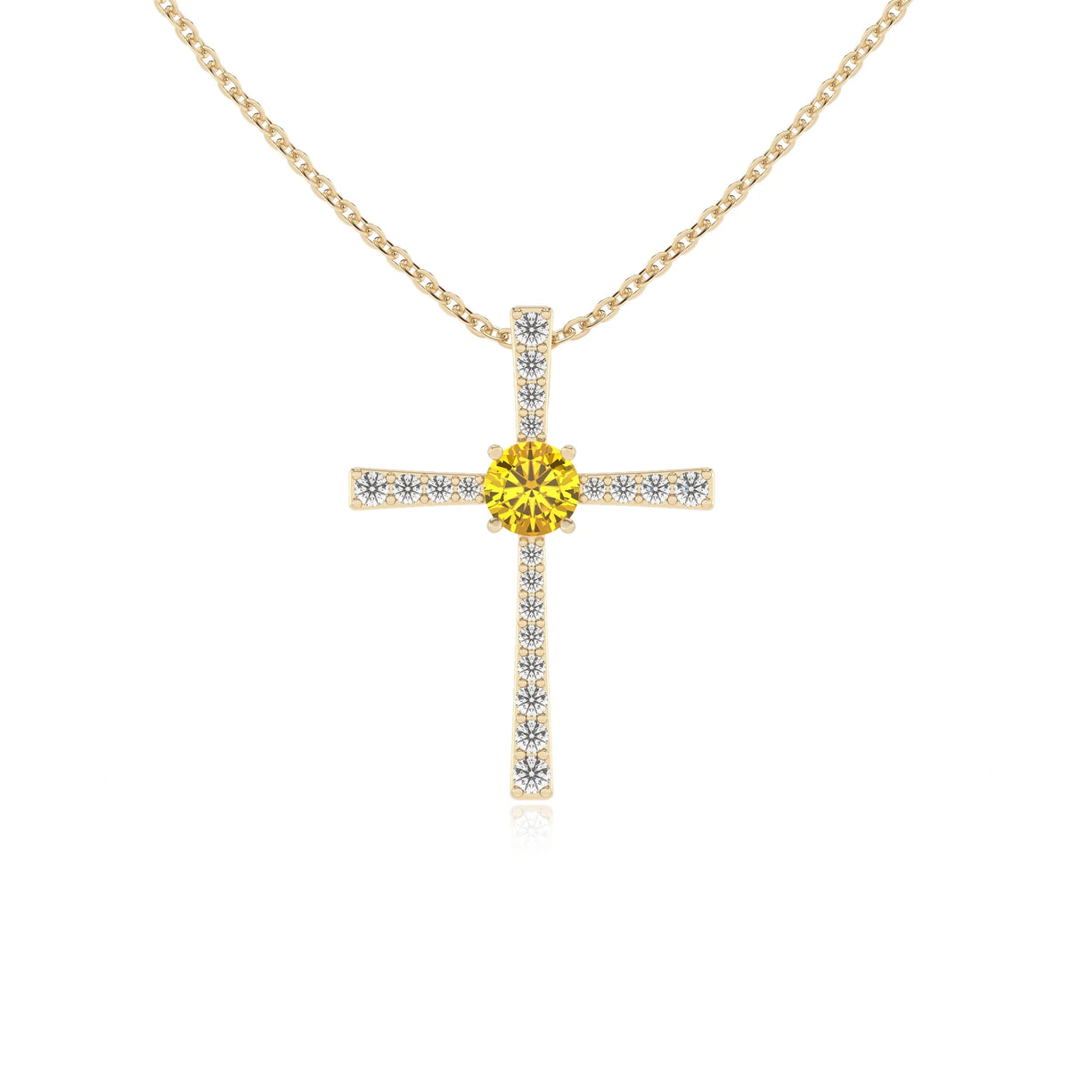 lab grown yellow-sapphire round infinity necklaces in yellow gold 