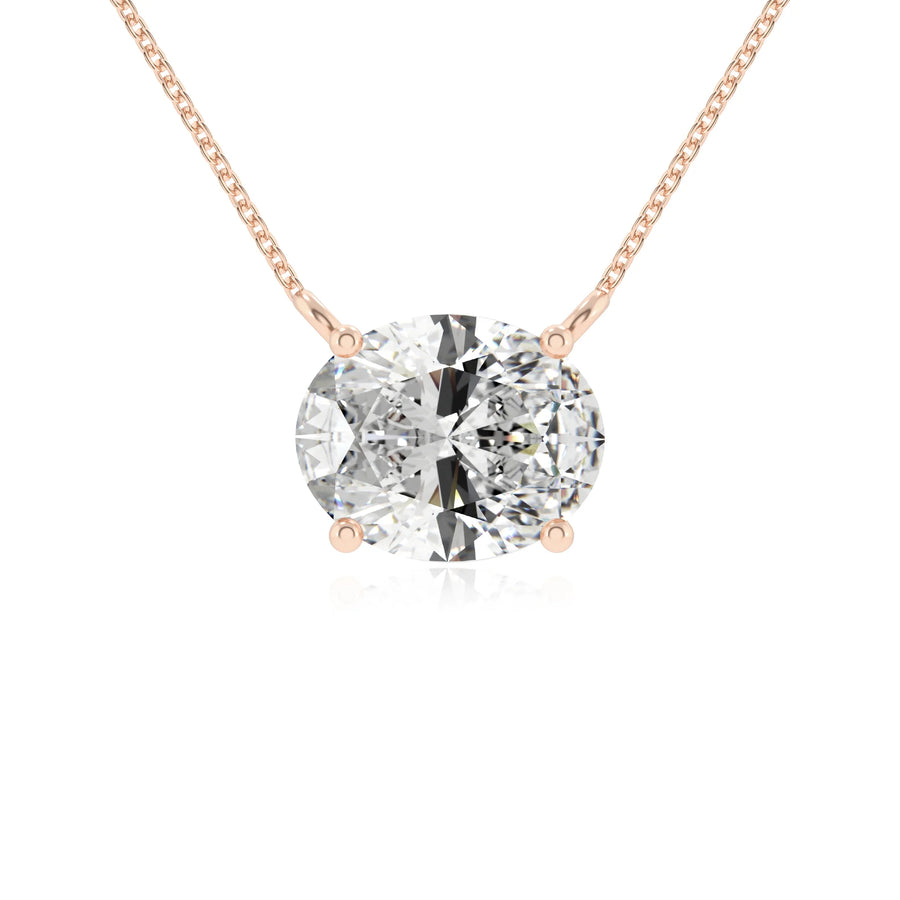 lab grown moissanite oval solitaire necklaces in rose gold 