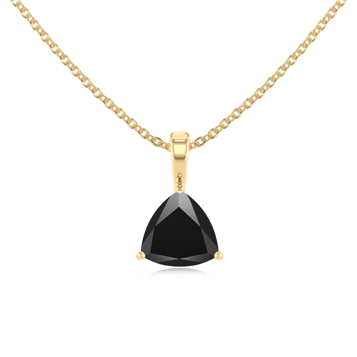 natural black-onyx trillion solitaire necklaces in yellow gold 