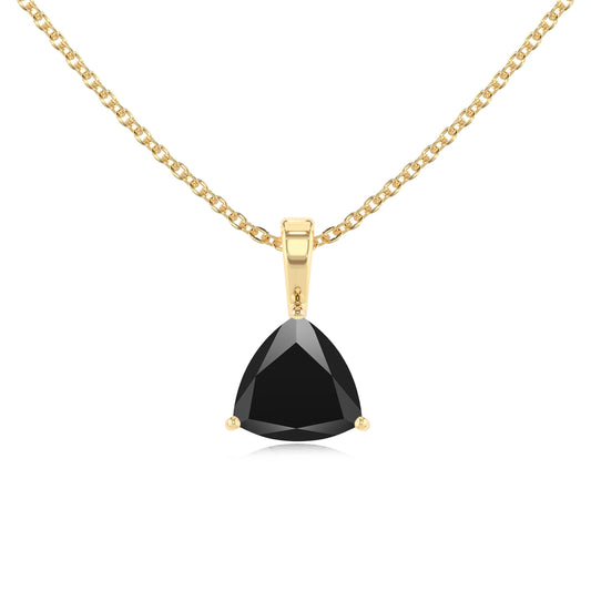 natural black-onyx trillion solitaire necklaces in yellow gold 