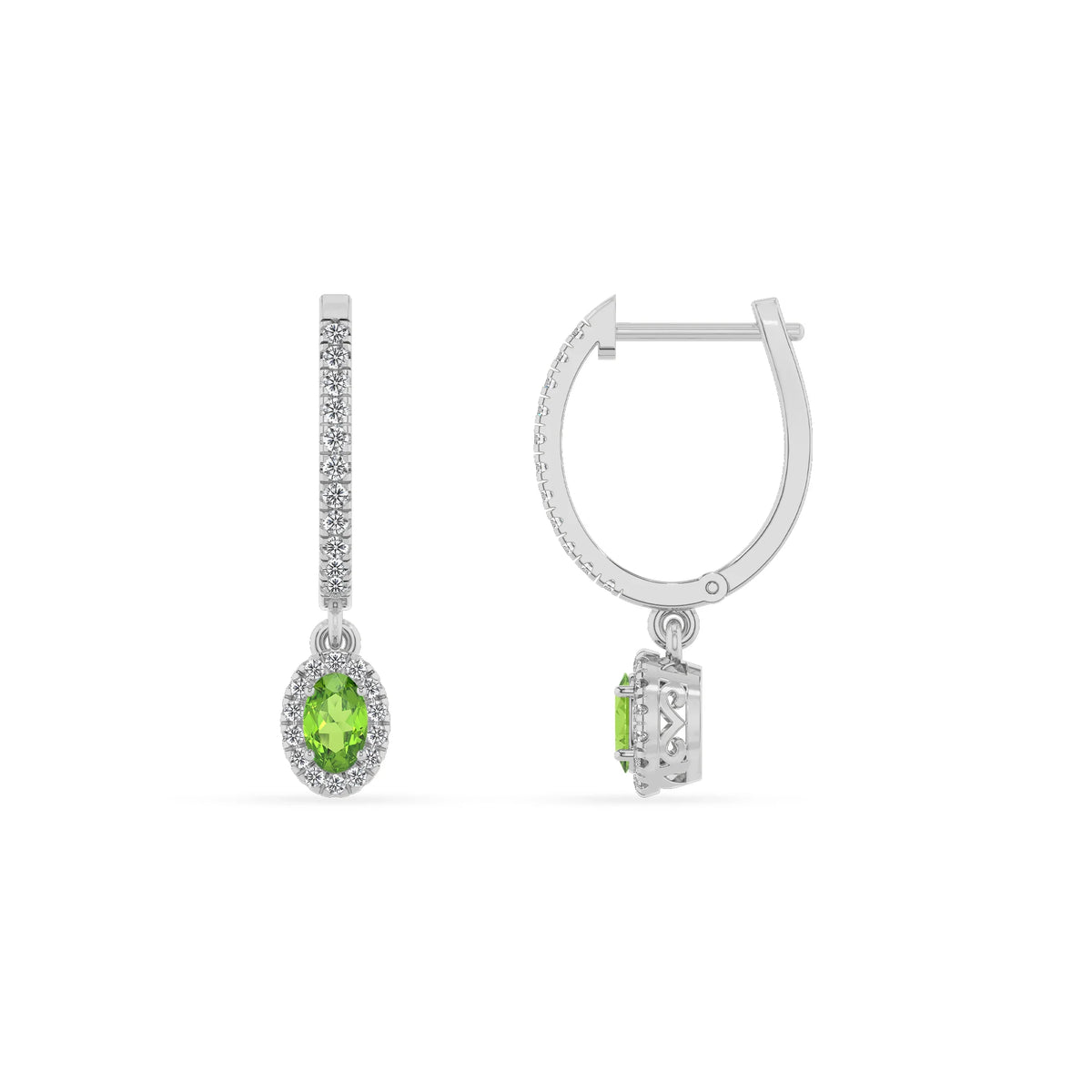 natural peridot oval drop earrings in sterling silver 