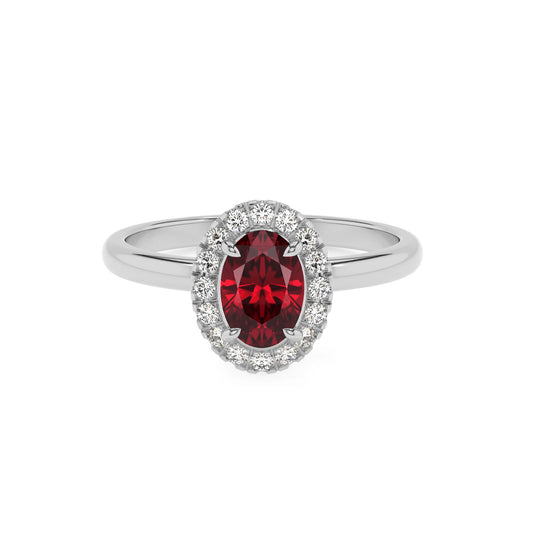 lab grown ruby oval solitaire rings in white gold 