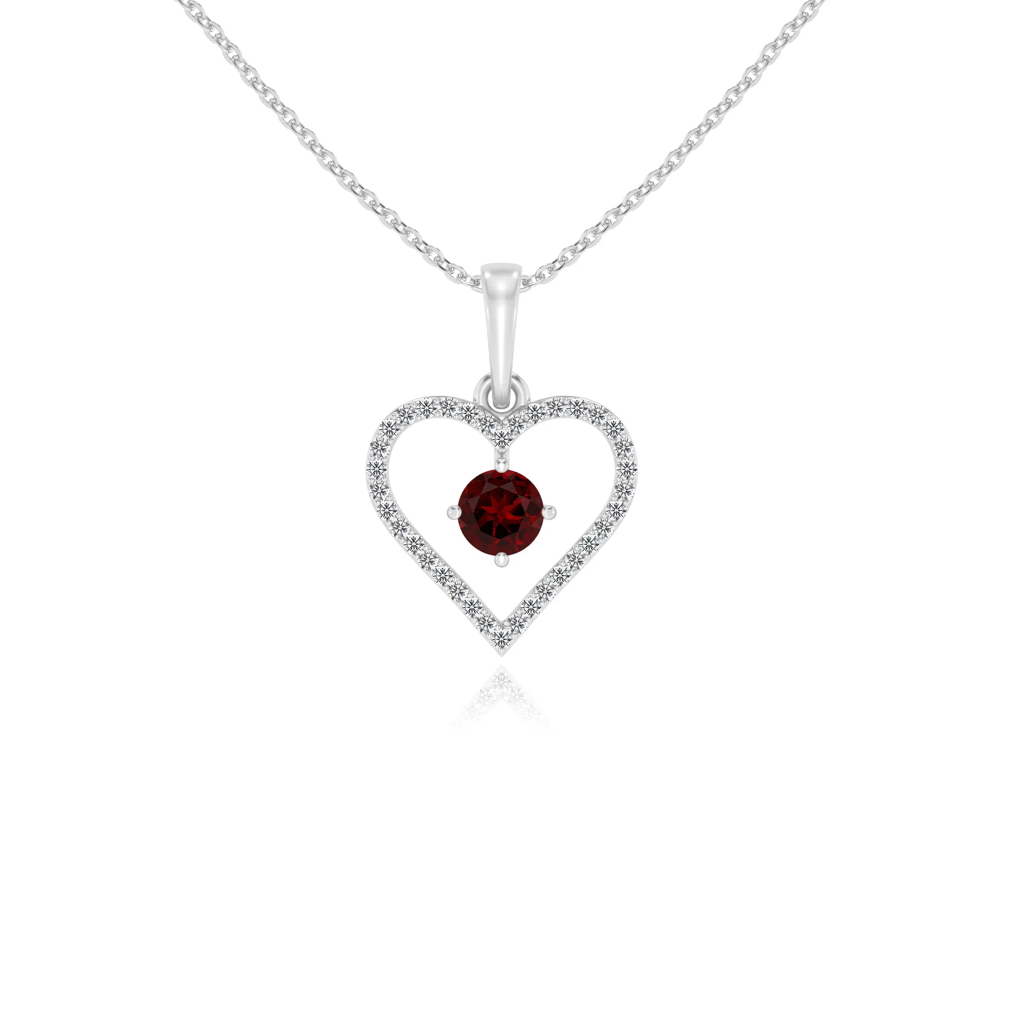 natural garnet round infinity necklaces in platinum 