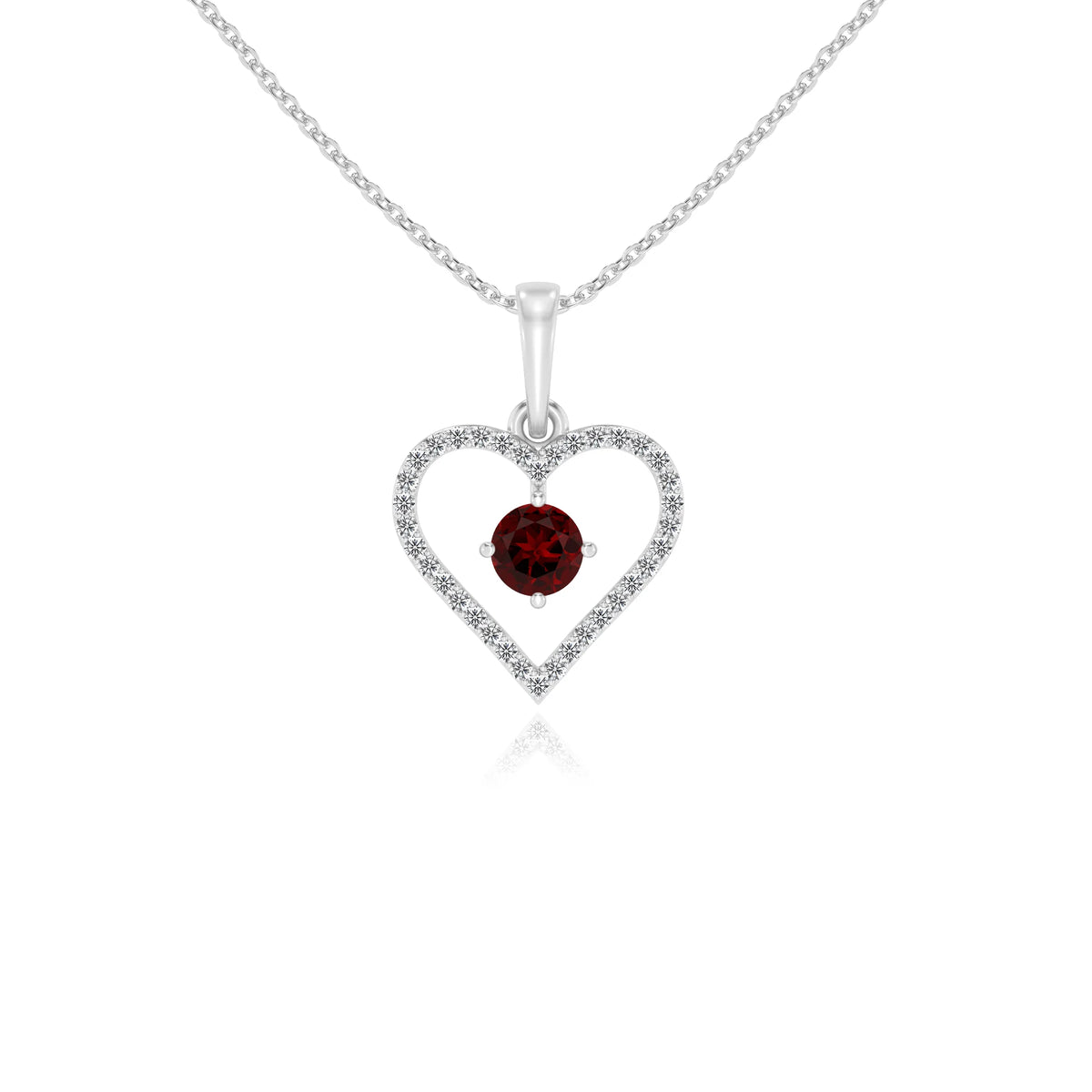 natural garnet round infinity necklaces in platinum 