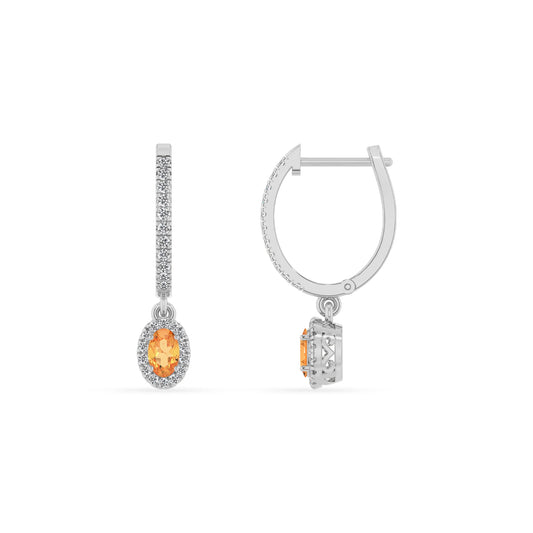 lab grown citrine oval drop earrings in sterling silver 