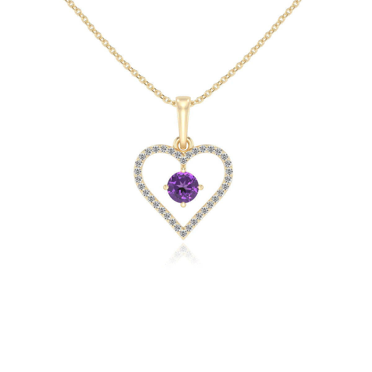 lab grown amethyst round infinity necklaces in yellow gold 