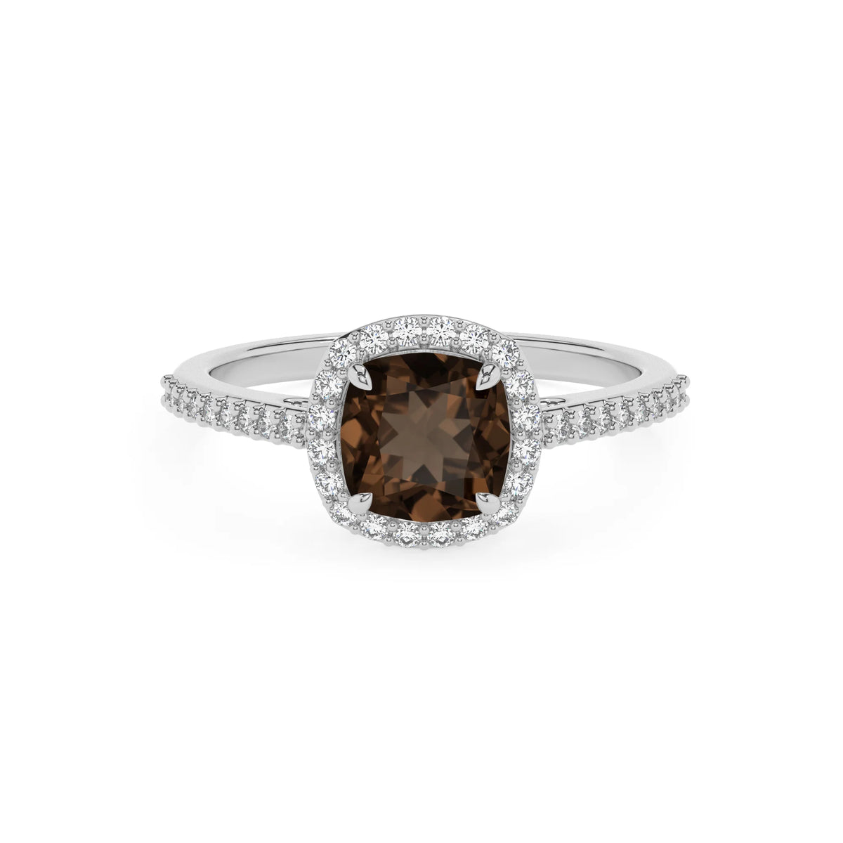 natural smoky-quartz cushion solitaire rings in sterling silver 