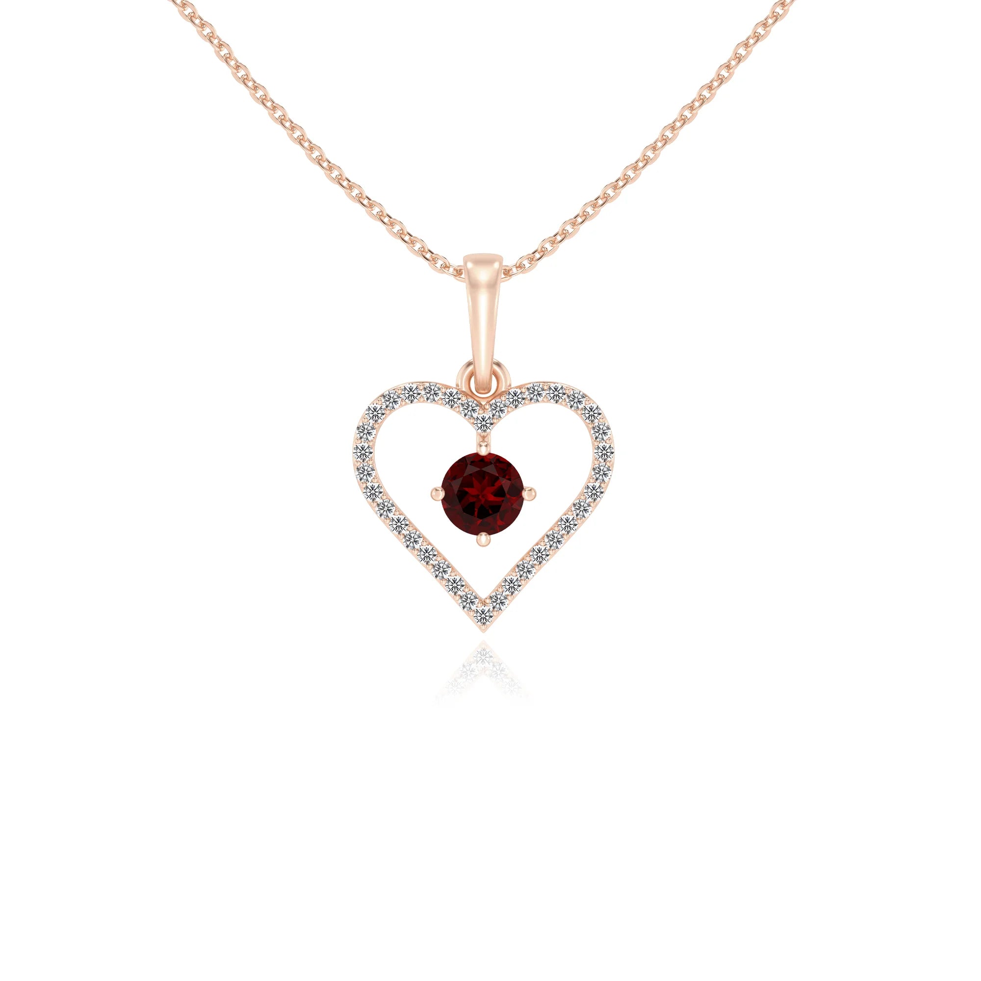 natural garnet round infinity necklaces in rose gold 