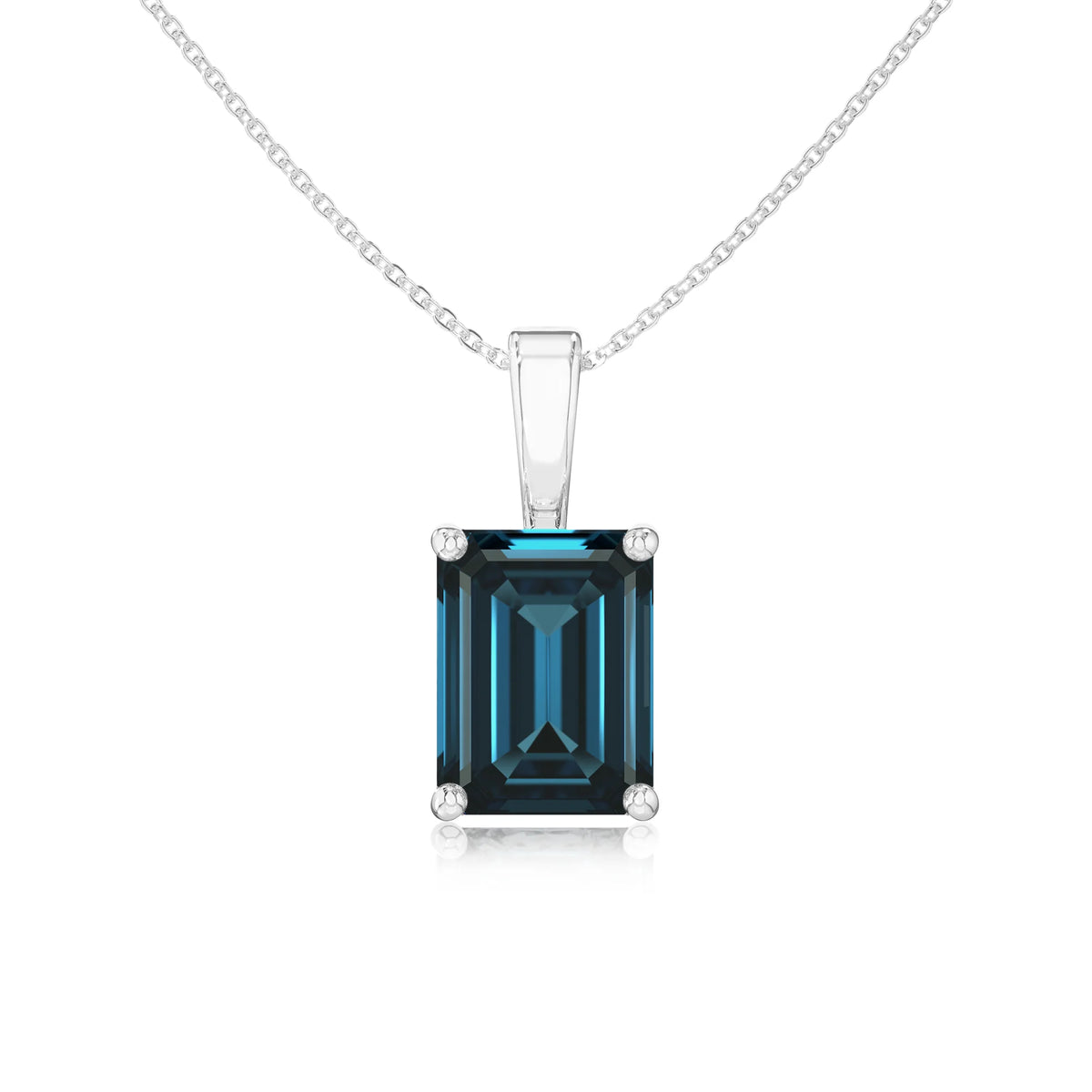 natural london-blue-topaz emerald cut solitaire necklaces in white gold 