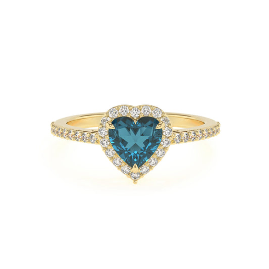 natural london-blue-topaz heart solitaire rings in yellow gold 