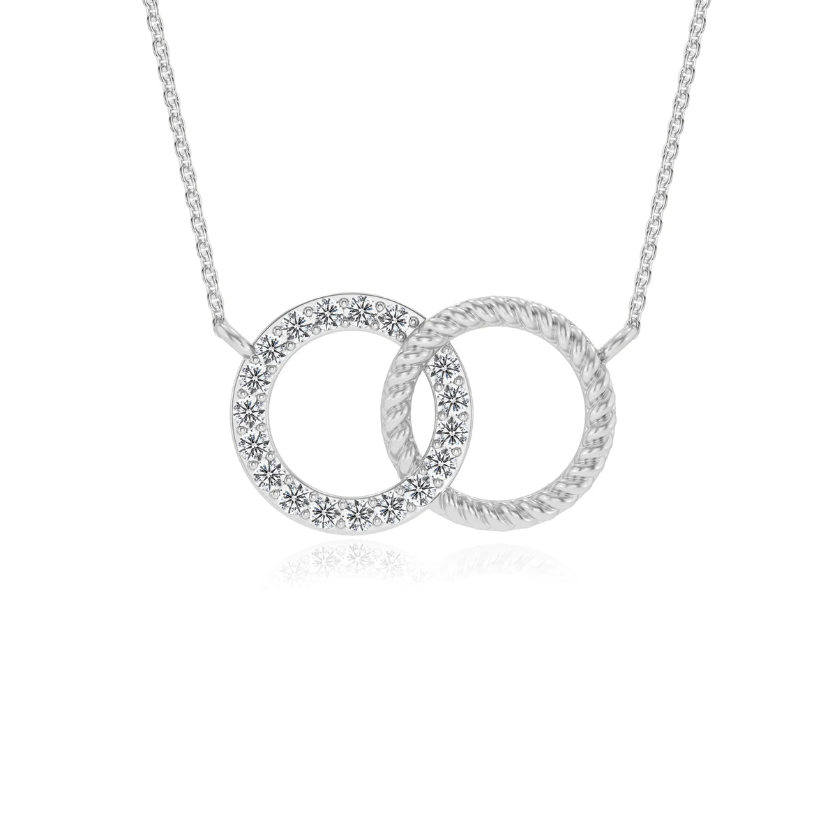 lab grown diamond round v-bale necklaces in white gold 