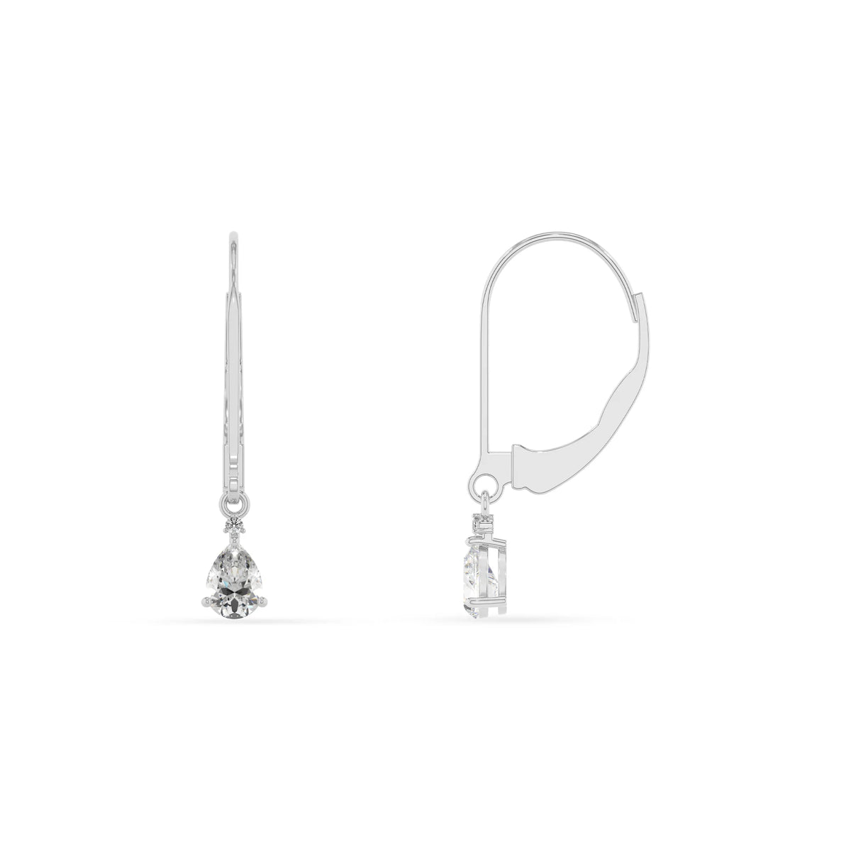lab grown moissanite pear drop earrings in platinum 
