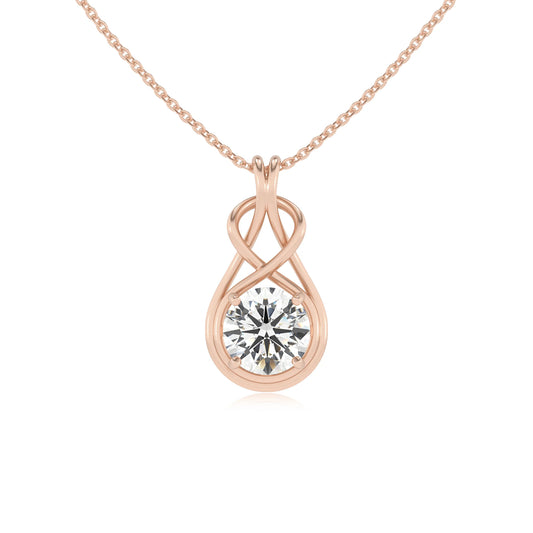 lab grown moissanite round solitaire necklaces in rose gold 