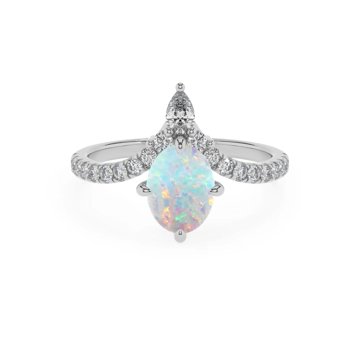 lab grown opal oval solitaire rings in platinum 