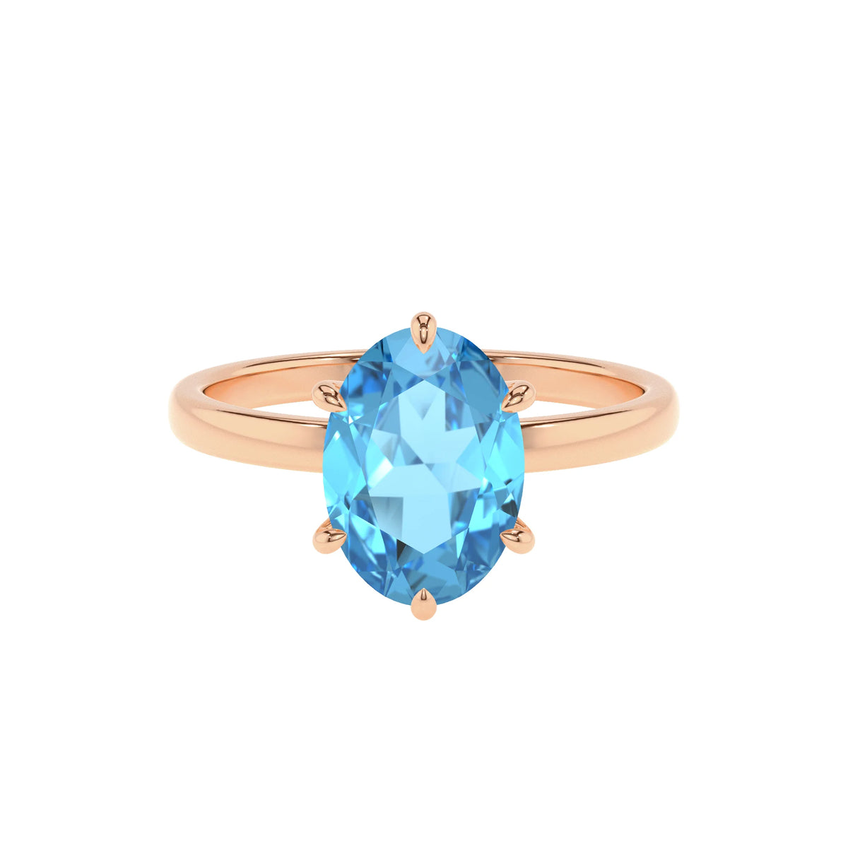 natural swiss-blue-topaz oval solitaire rings in rose gold 
