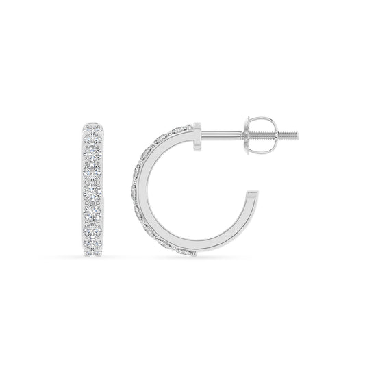 lab grown moissanite round hoop earrings in platinum 