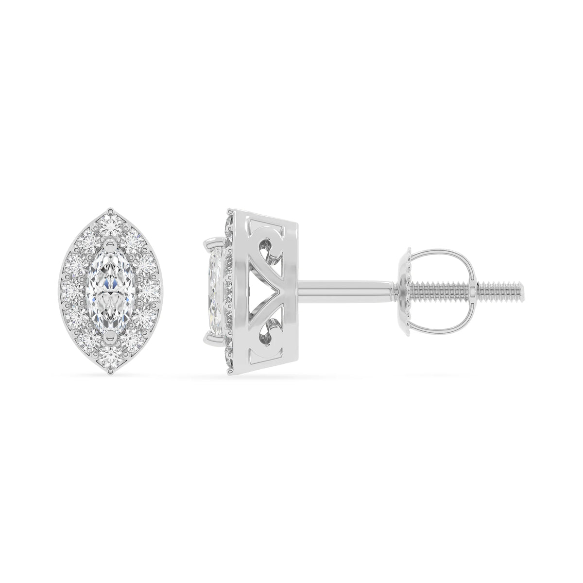 lab grown moissanite marquise stud earrings in sterling silver 