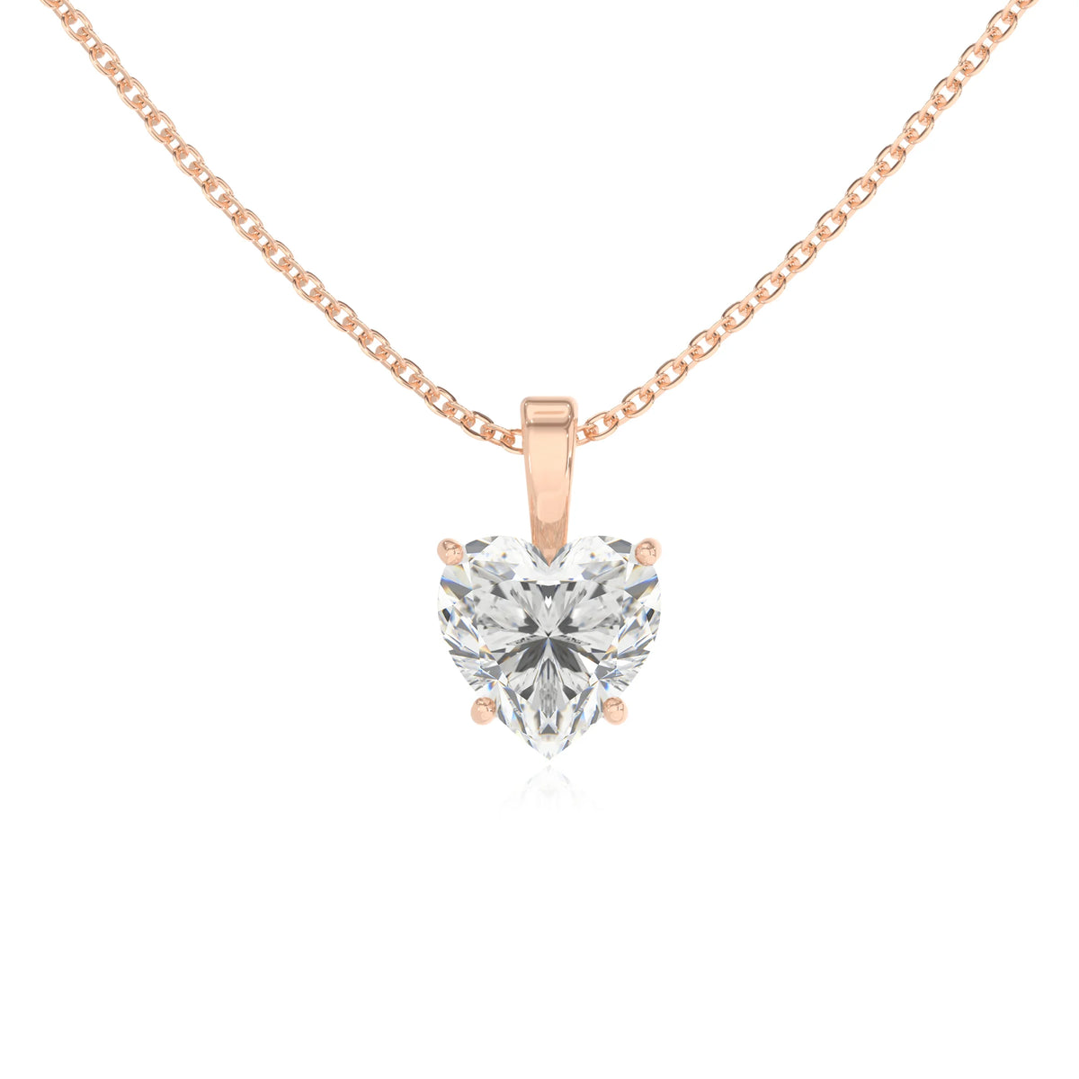 lab grown moissanite heart solitaire necklaces in rose gold 