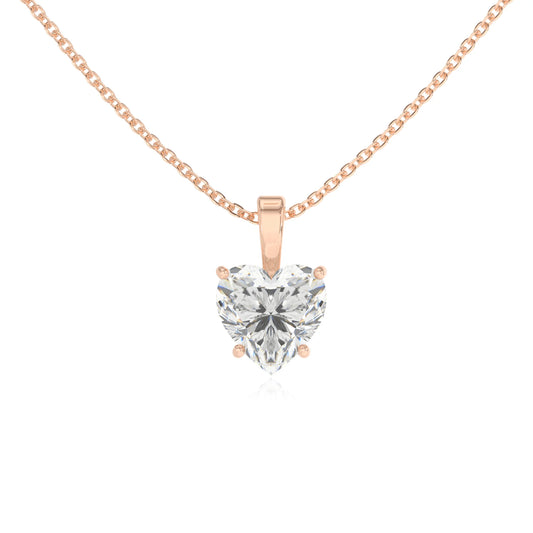 lab grown moissanite heart solitaire necklaces in rose gold 