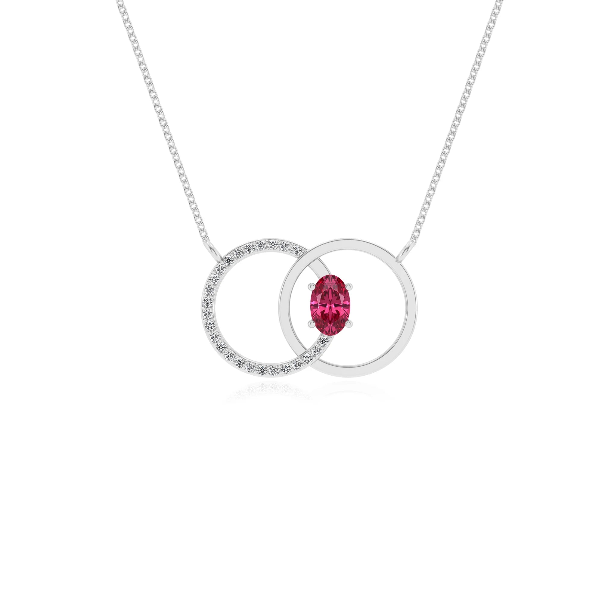 lab grown pink tourmaline oval solitaire necklaces in platinum 