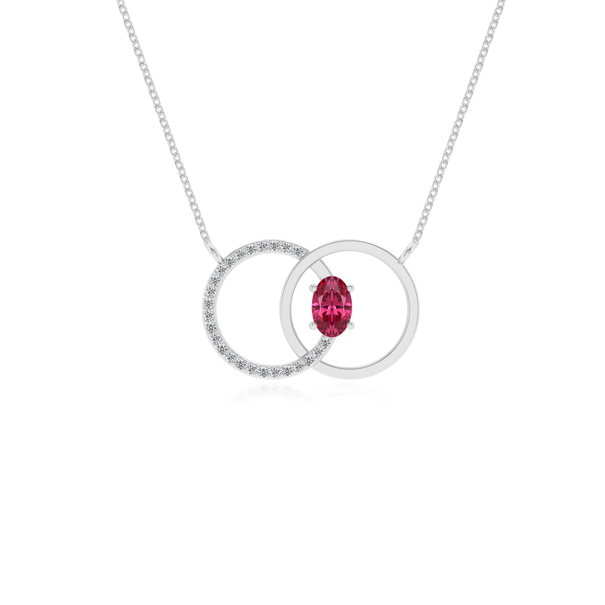 lab grown pink tourmaline oval solitaire necklaces in platinum 