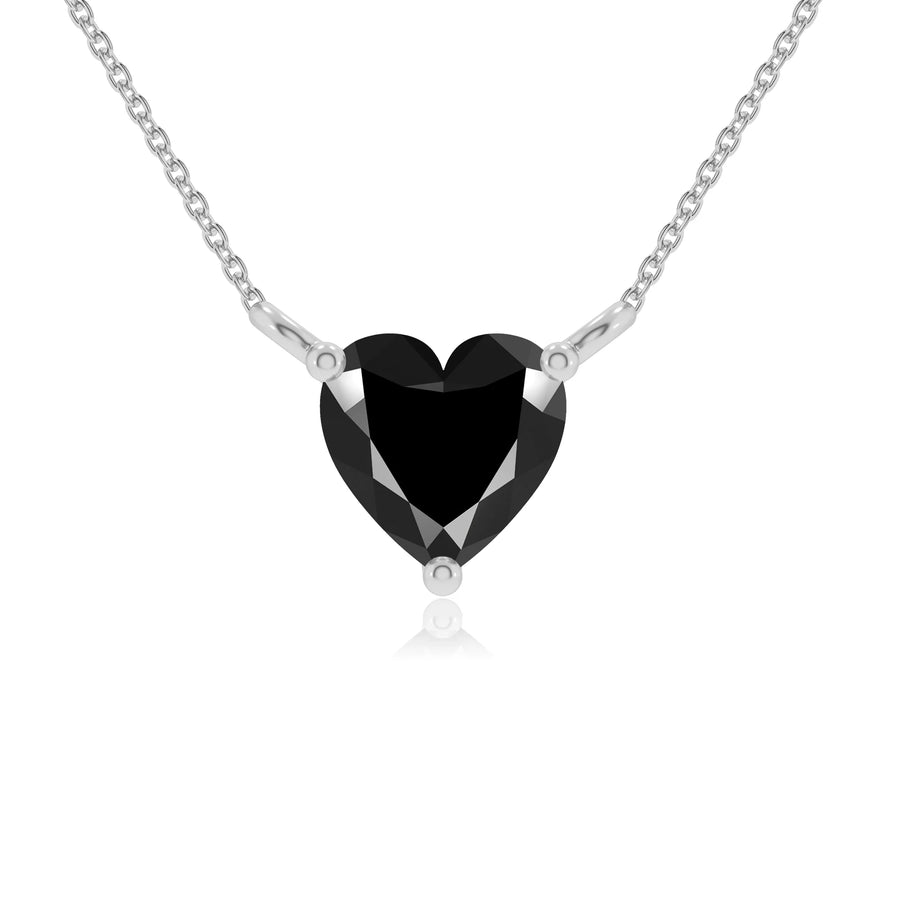 natural black-onyx heart solitaire necklaces in white gold 