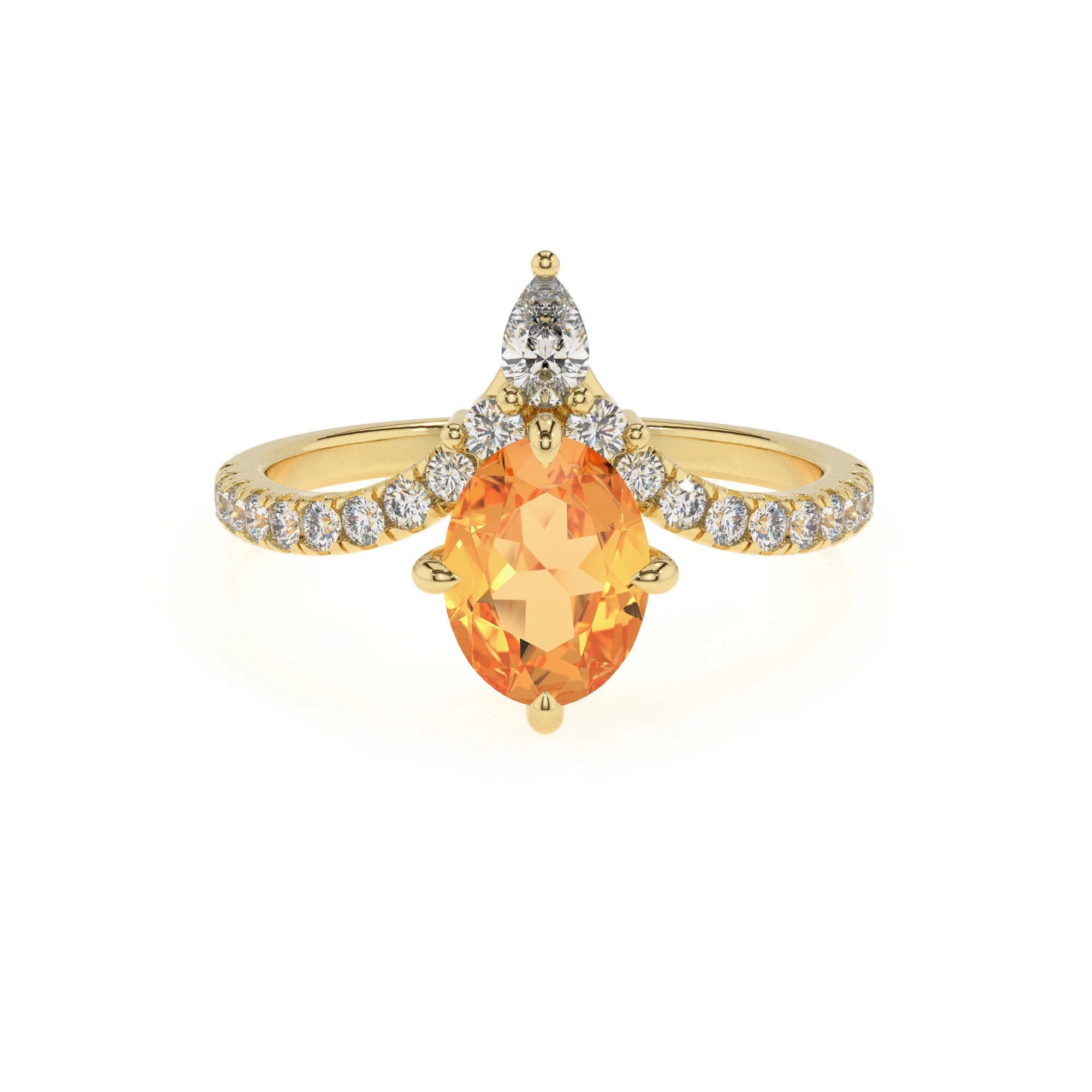 lab grown citrine oval solitaire rings in yellow gold 