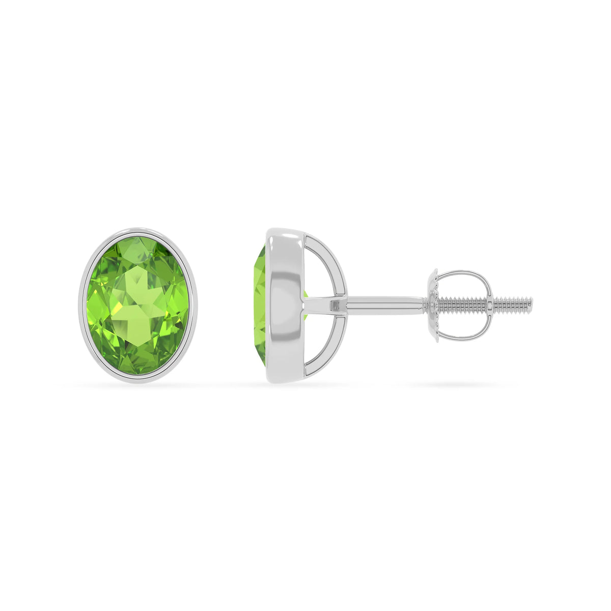 natural peridot oval stud earrings in sterling silver 