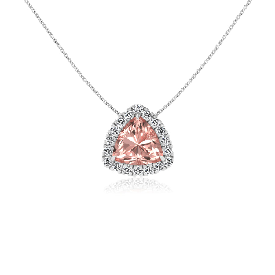 lab grown morganite trillion solitaire necklaces in sterling silver 