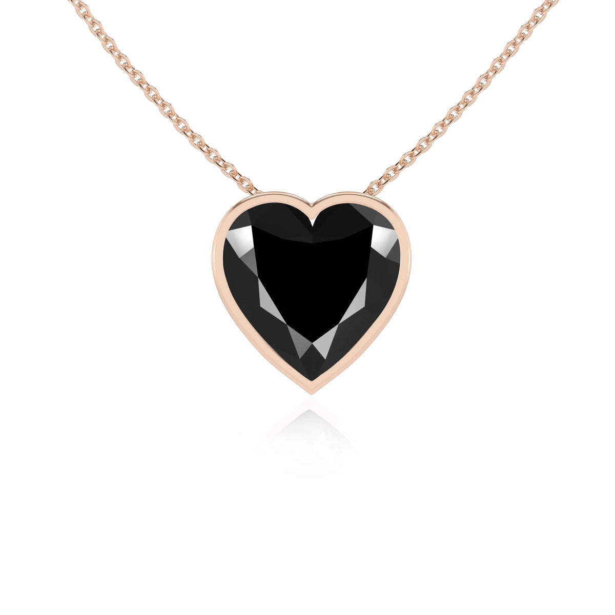 natural black-onyx heart solitaire necklaces in rose gold 