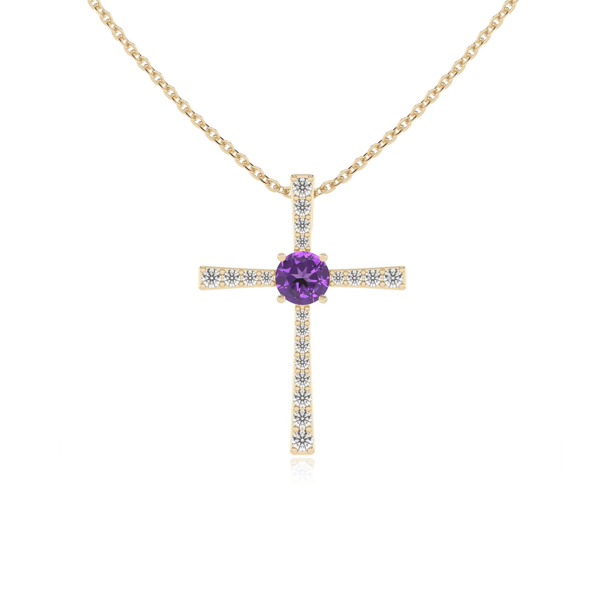lab grown amethyst round infinity necklaces in yellow gold 