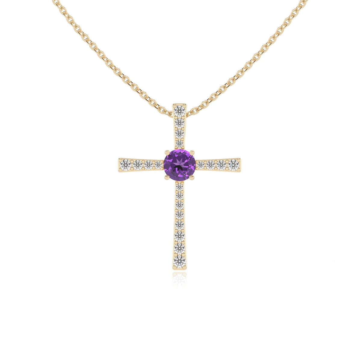 lab grown amethyst round infinity necklaces in yellow gold 