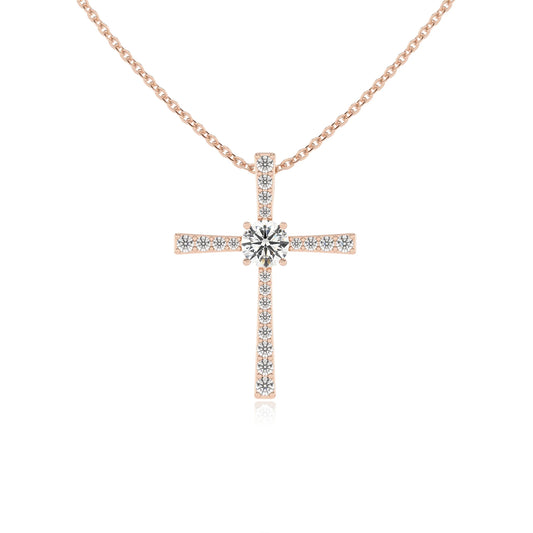 lab grown moissanite round infinity necklaces in rose gold 
