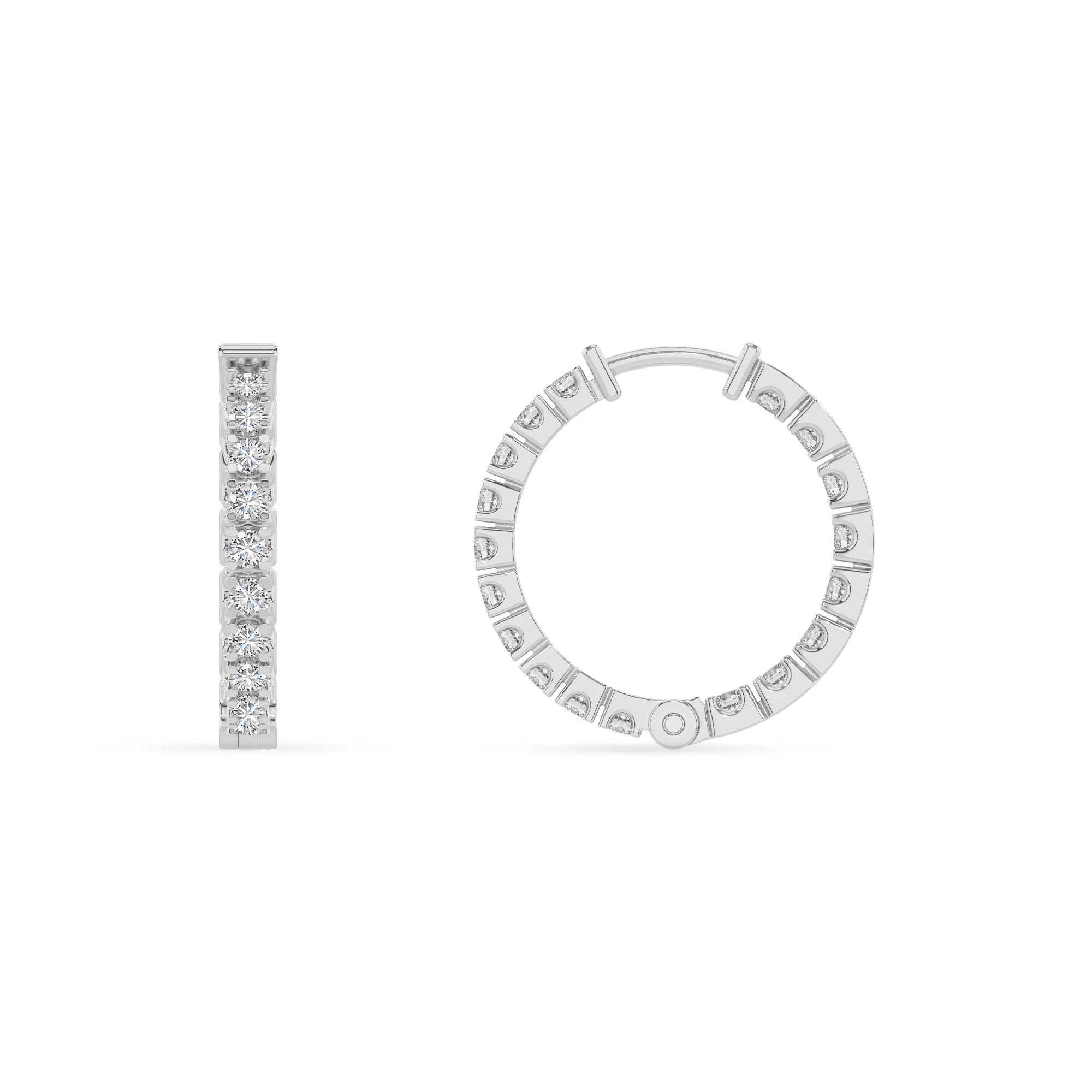 lab grown moissanite round hoop earrings in platinum 