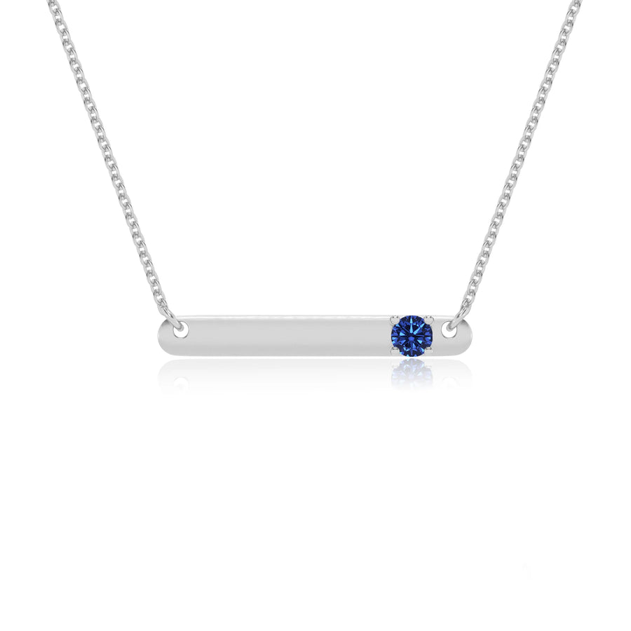 lab grown blue-sapphire round bar v-bale necklaces in platinum 