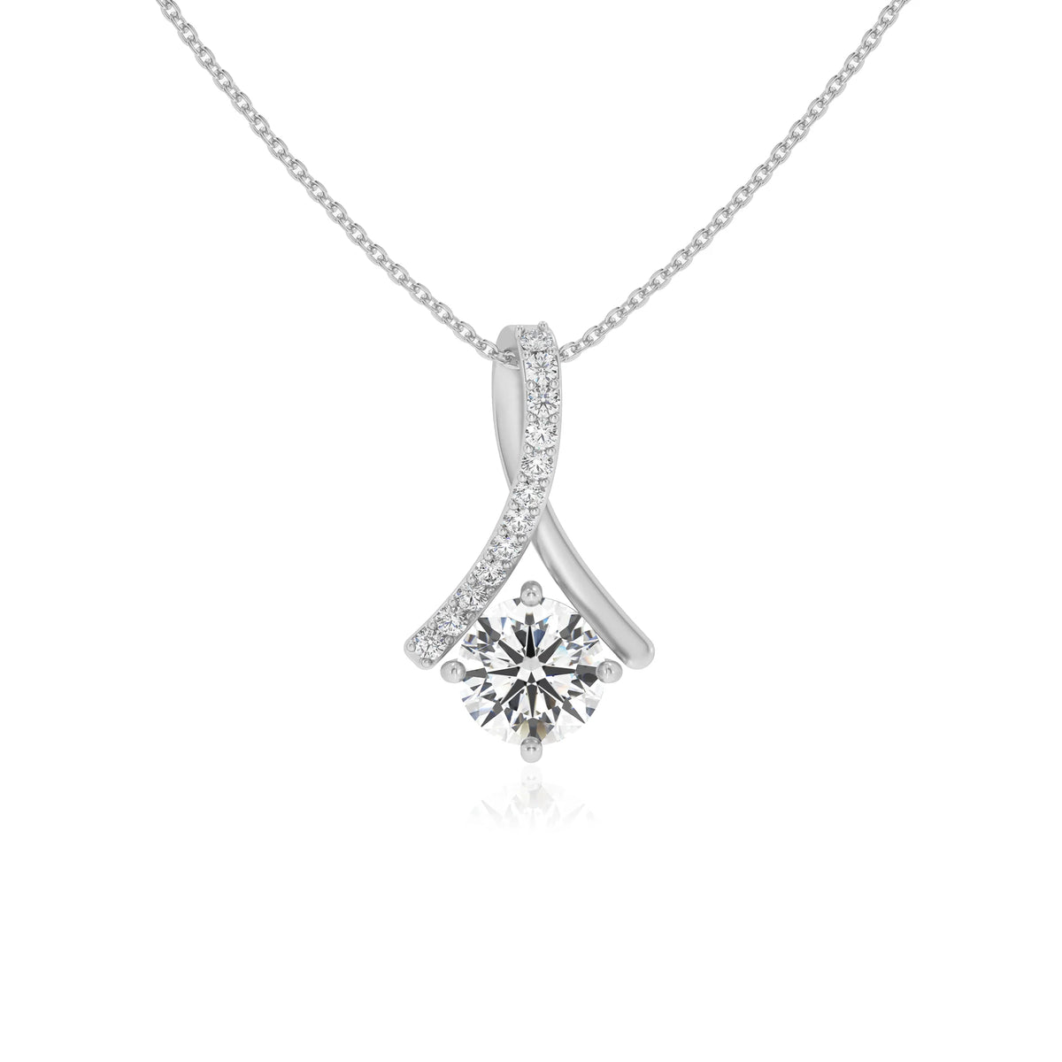 lab grown moissanite round solitaire necklaces in sterling silver 