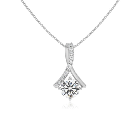 lab grown moissanite round solitaire necklaces in sterling silver 