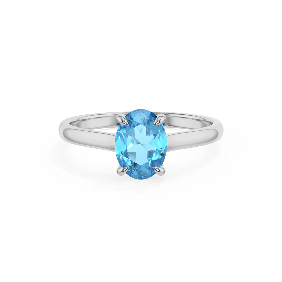 natural swiss-blue-topaz oval solitaire rings in sterling silver 