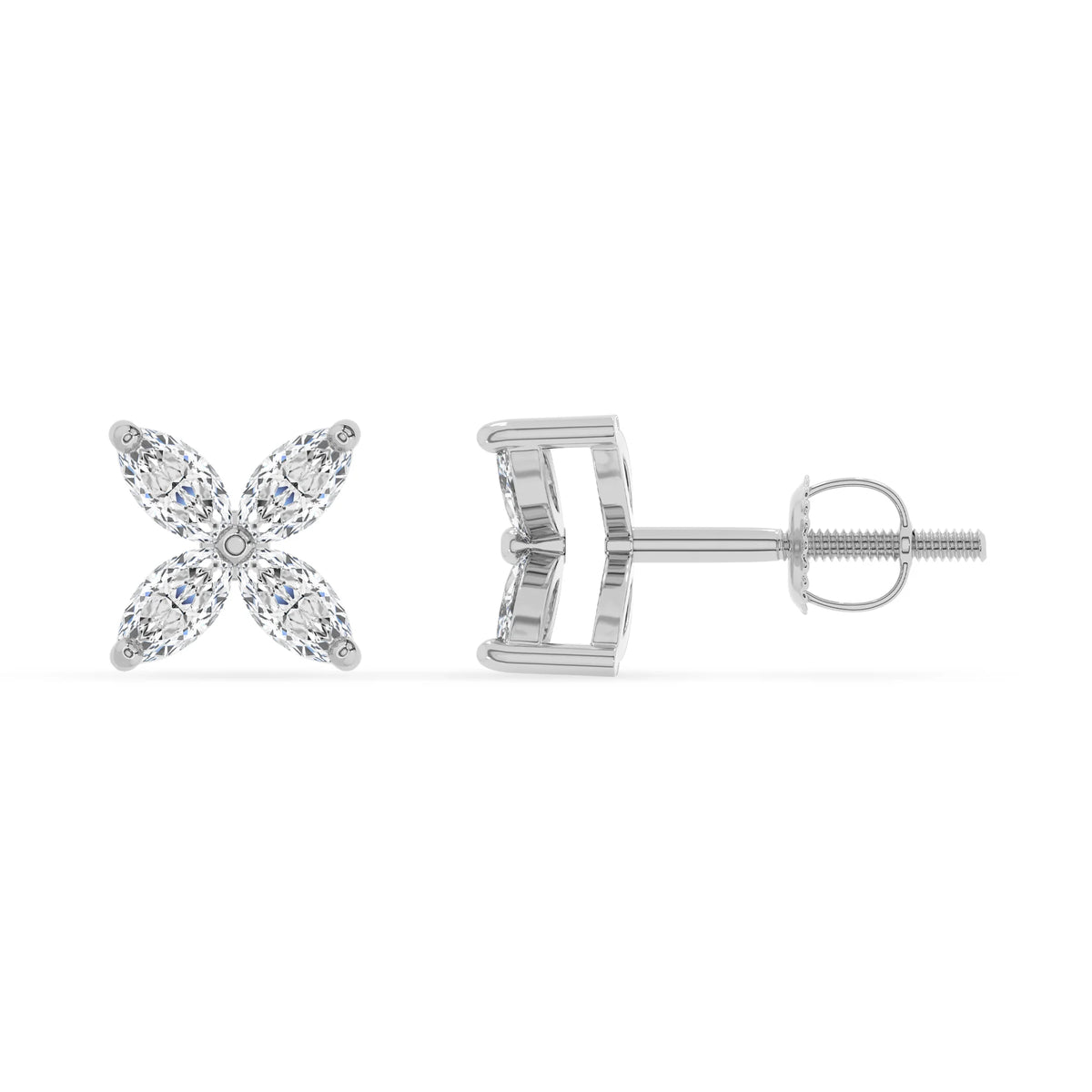 lab grown moissanite marquise stud earrings in platinum 