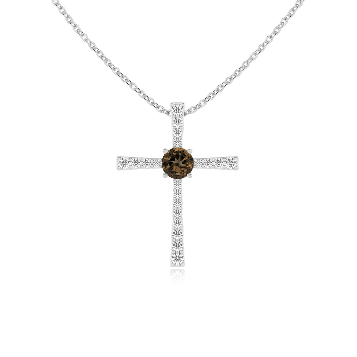 natural smoky-quartz round infinity necklaces in sterling silver 