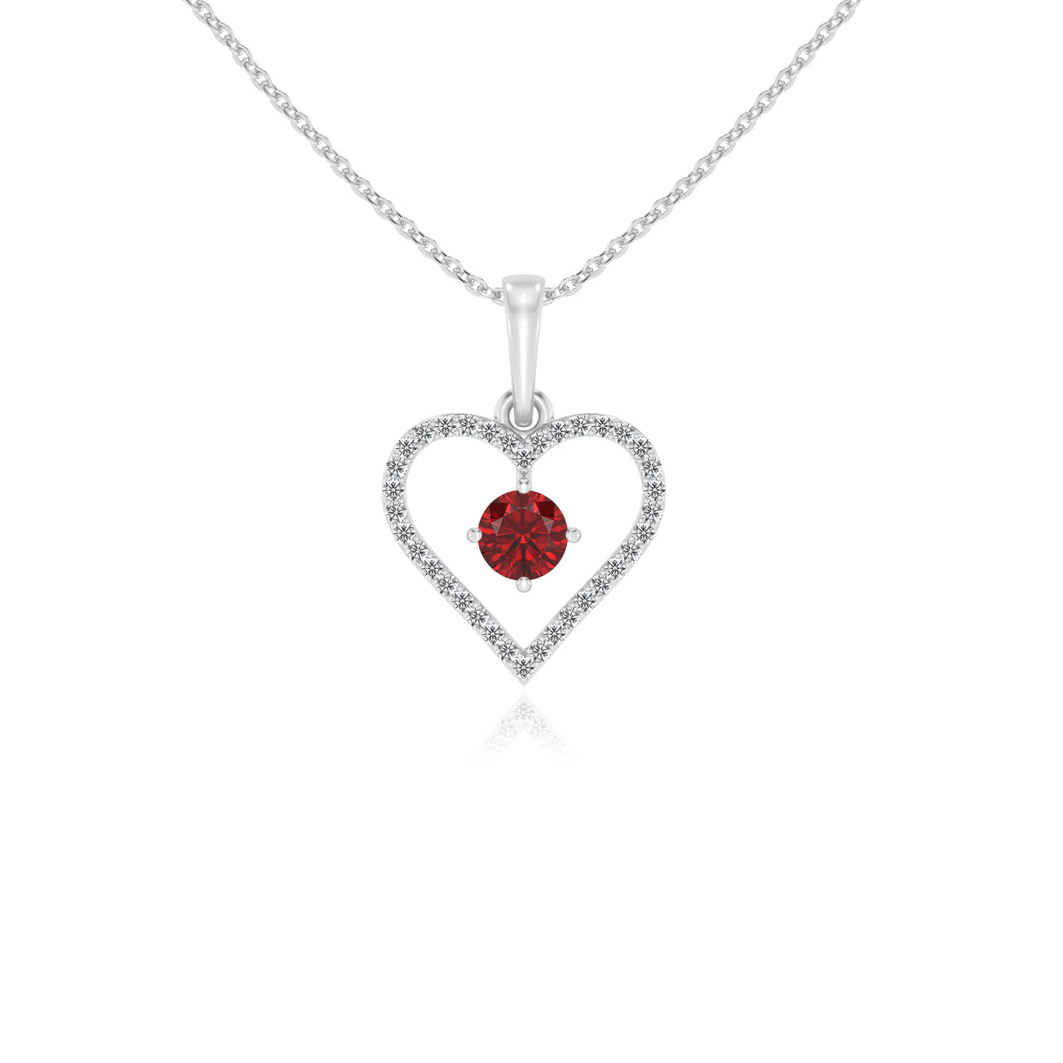 lab grown ruby round infinity necklaces in sterling silver 