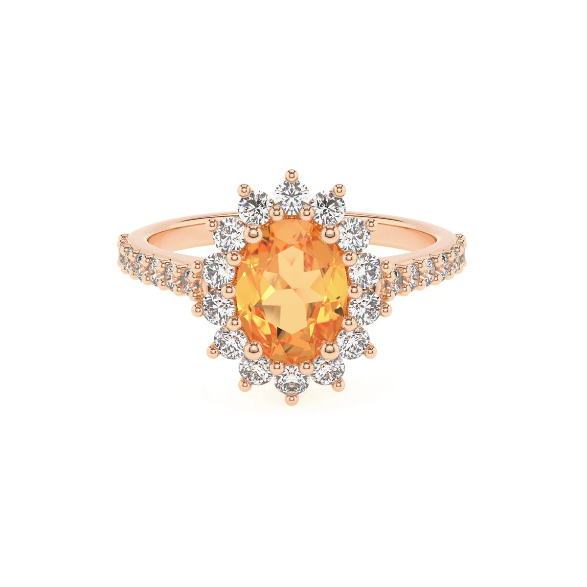 lab grown citrine oval solitaire rings in rose gold 