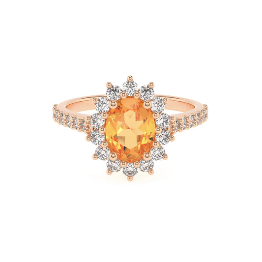 lab grown citrine oval solitaire rings in rose gold 