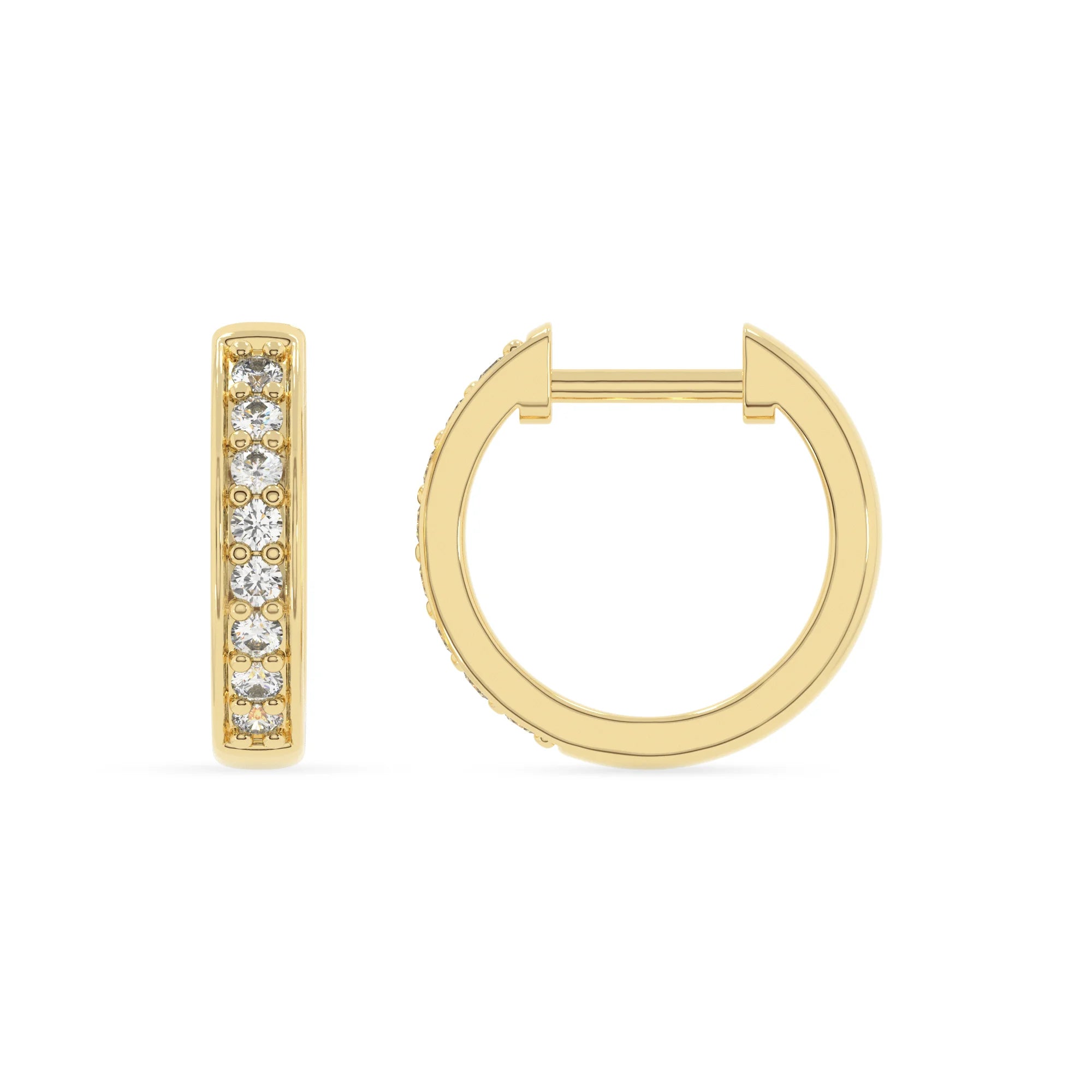 lab grown diamond round hoop earrings in yellow gold 