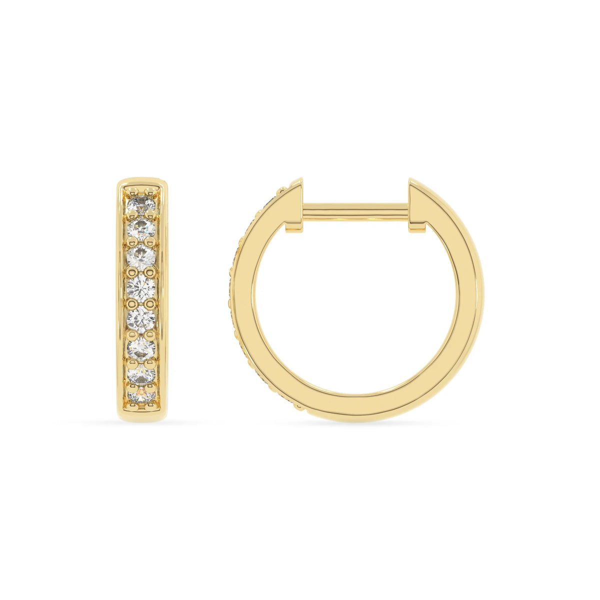 lab grown diamond round hoop earrings in yellow gold 