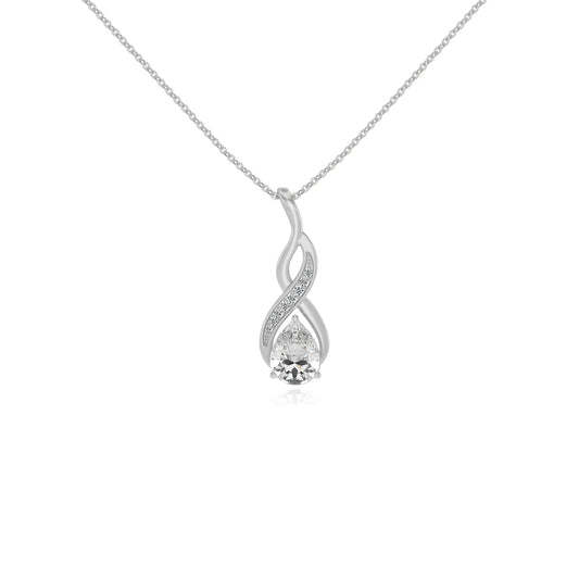 lab grown moissanite pear solitaire necklaces in white gold 