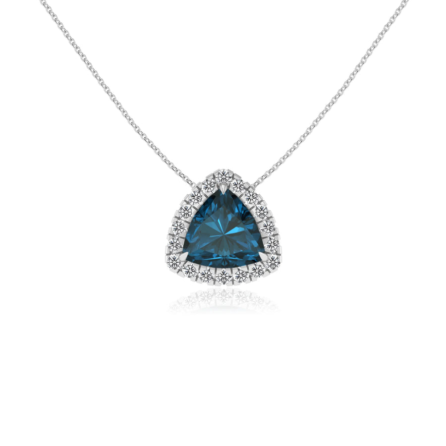 natural london blue topaz trillion solitaire necklaces in sterling silver 