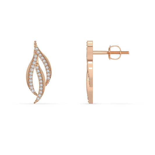 lab grown moissanite round stud earrings in rose gold 