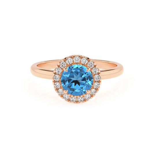 natural swiss-blue-topaz round solitaire rings in rose gold 